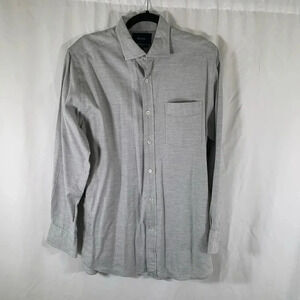 Faconnable Dress Shirt Men's Medium Grey Button Up Long Sleeve Club Fit